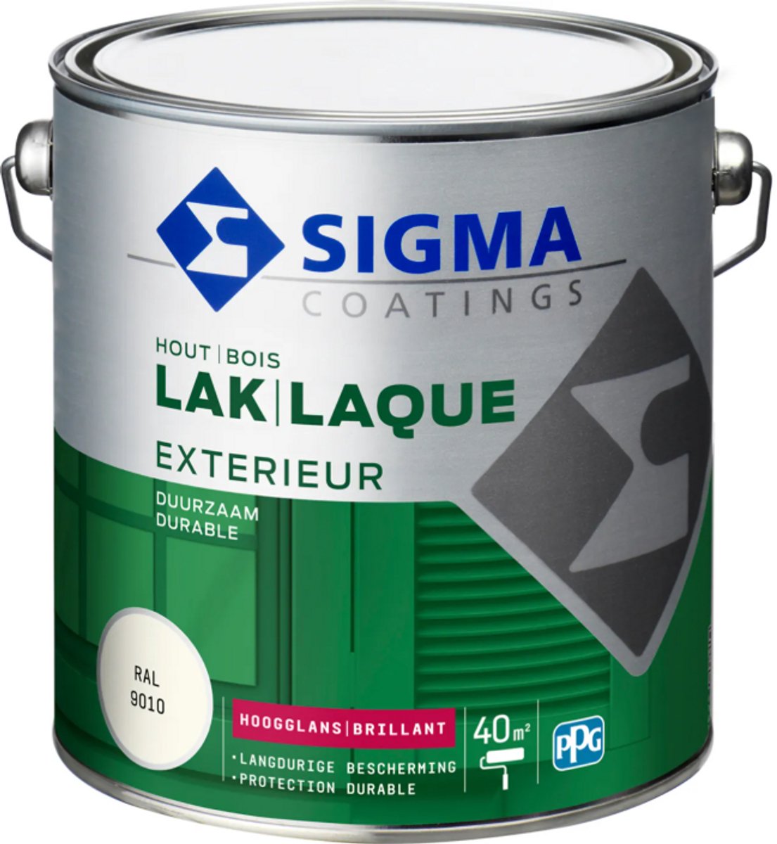 Sigma Coatings Sigma Houtlak Exterieur Hoogglans - Glansbehoud - Droog Na 1, 5 Uur - Ral 9010 - Wit - 2.5L