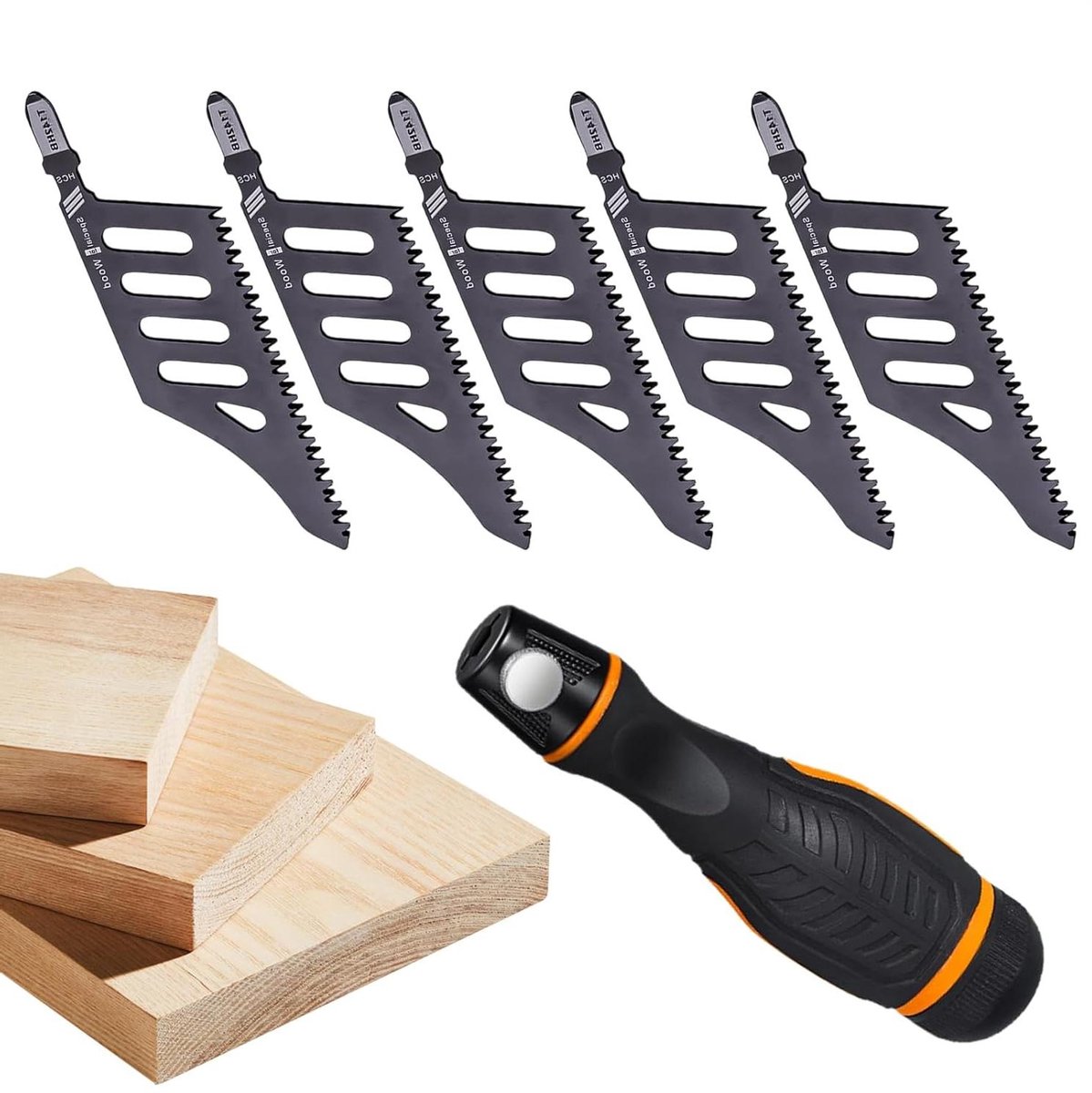 Reciprozaagbladen Hout - Snijgereedschap Set - Houtbewerking Werkplaats - Versterkte Buigstabiliteit - 5 Stuks - Zilverkleurig