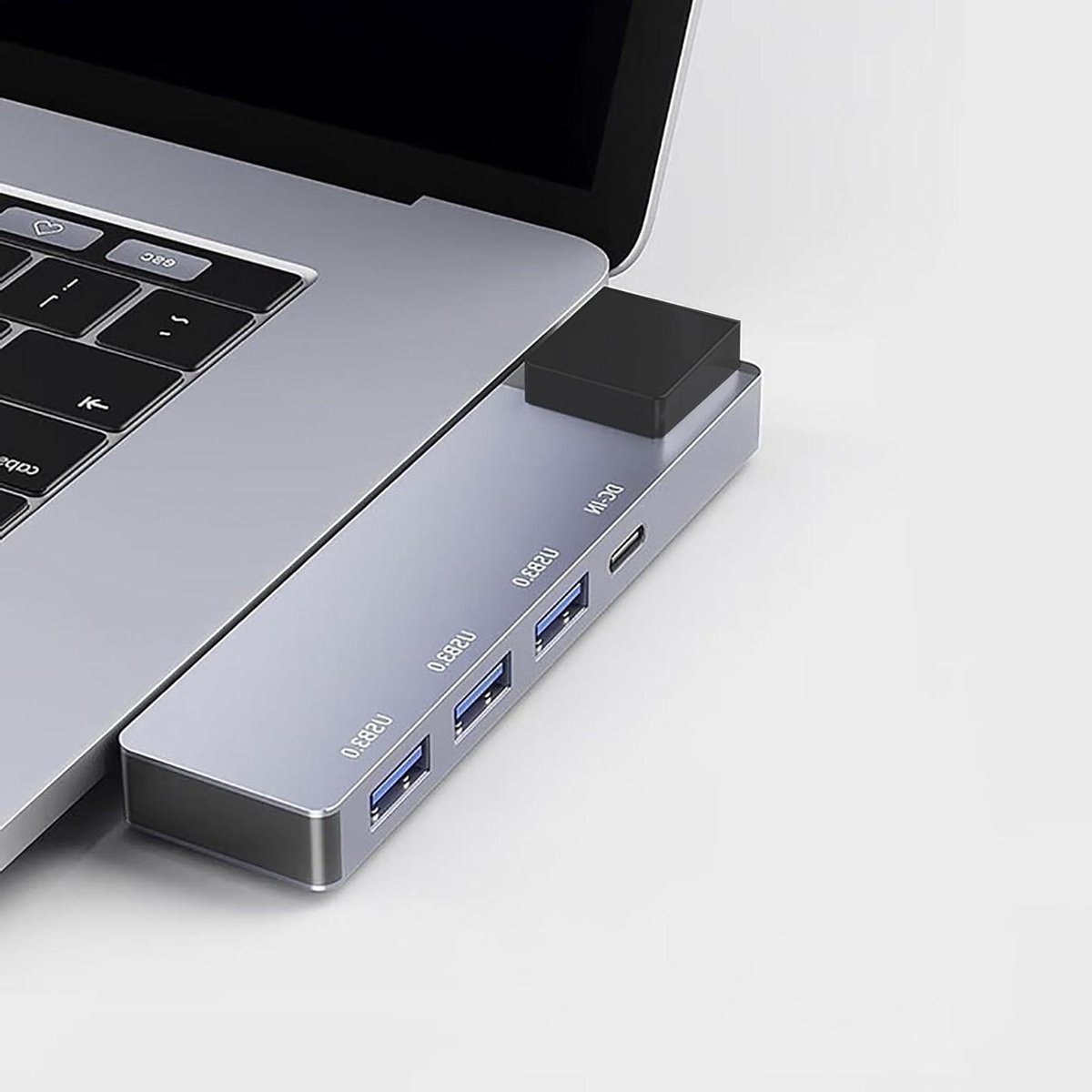 5-in-1 USB-hub - Adapter Dock - Extra Poorten - 65W Power Delivery - 3x USB 3.0 - Aluminium