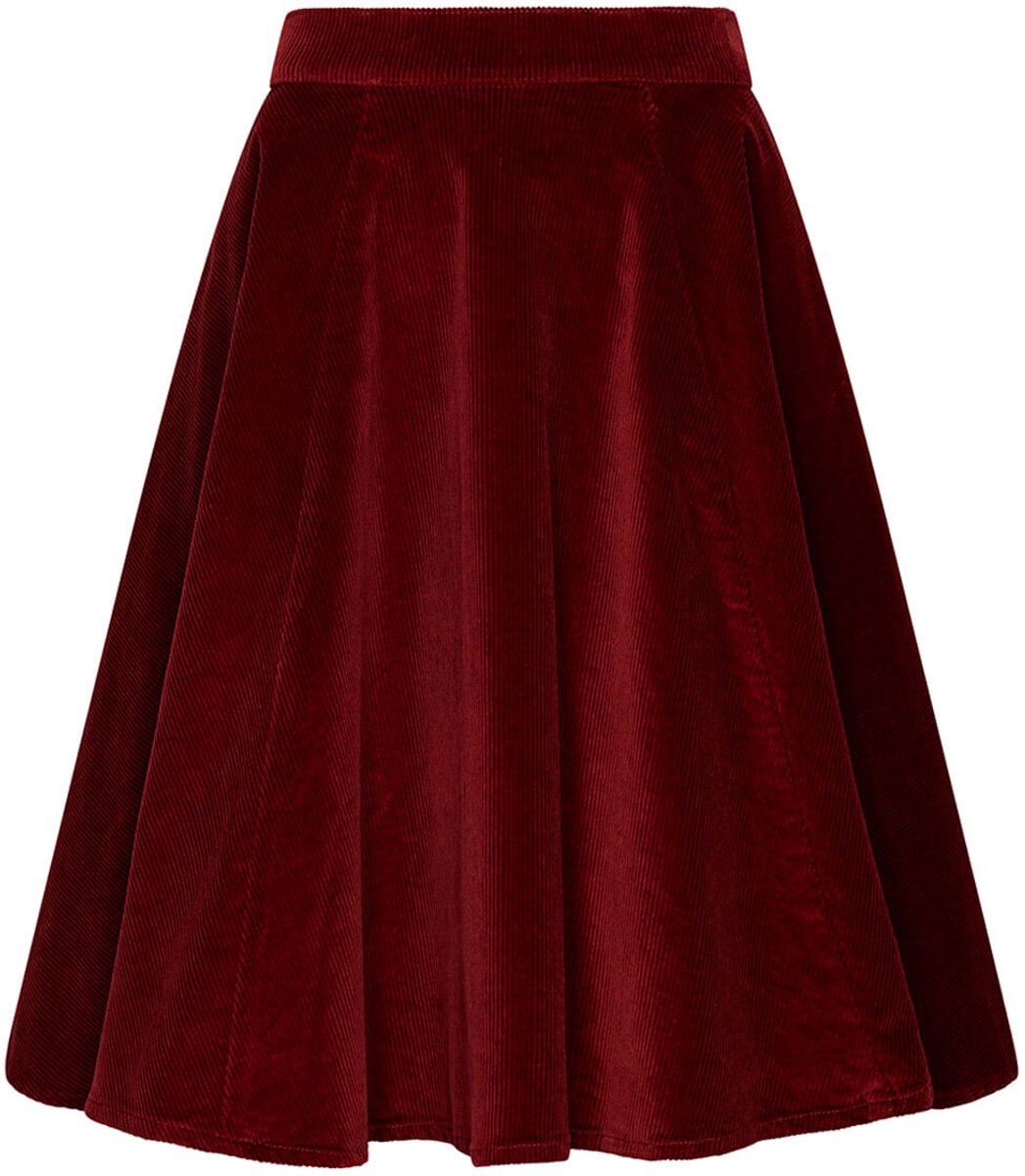 Succubus Clothing Olivia Corduroy Swing Rok Burgundy