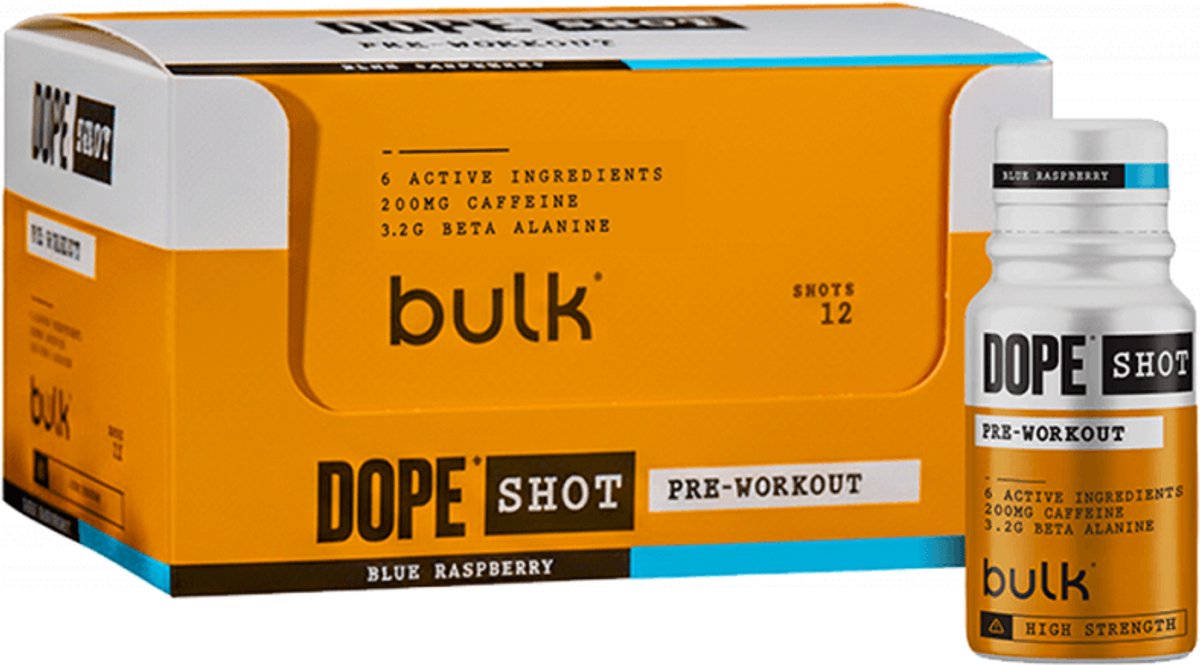 Bulk Dope Pre-Workout Shots (12x60ml) Blue Raspberry - Pre-Workout - Pre-Workout Shots