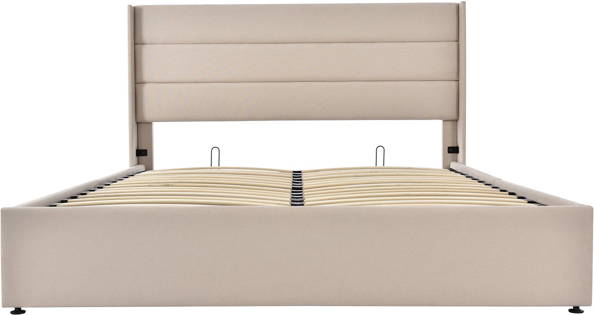 Boxspring - 160x200cm - Linnen - Opbergruimte
