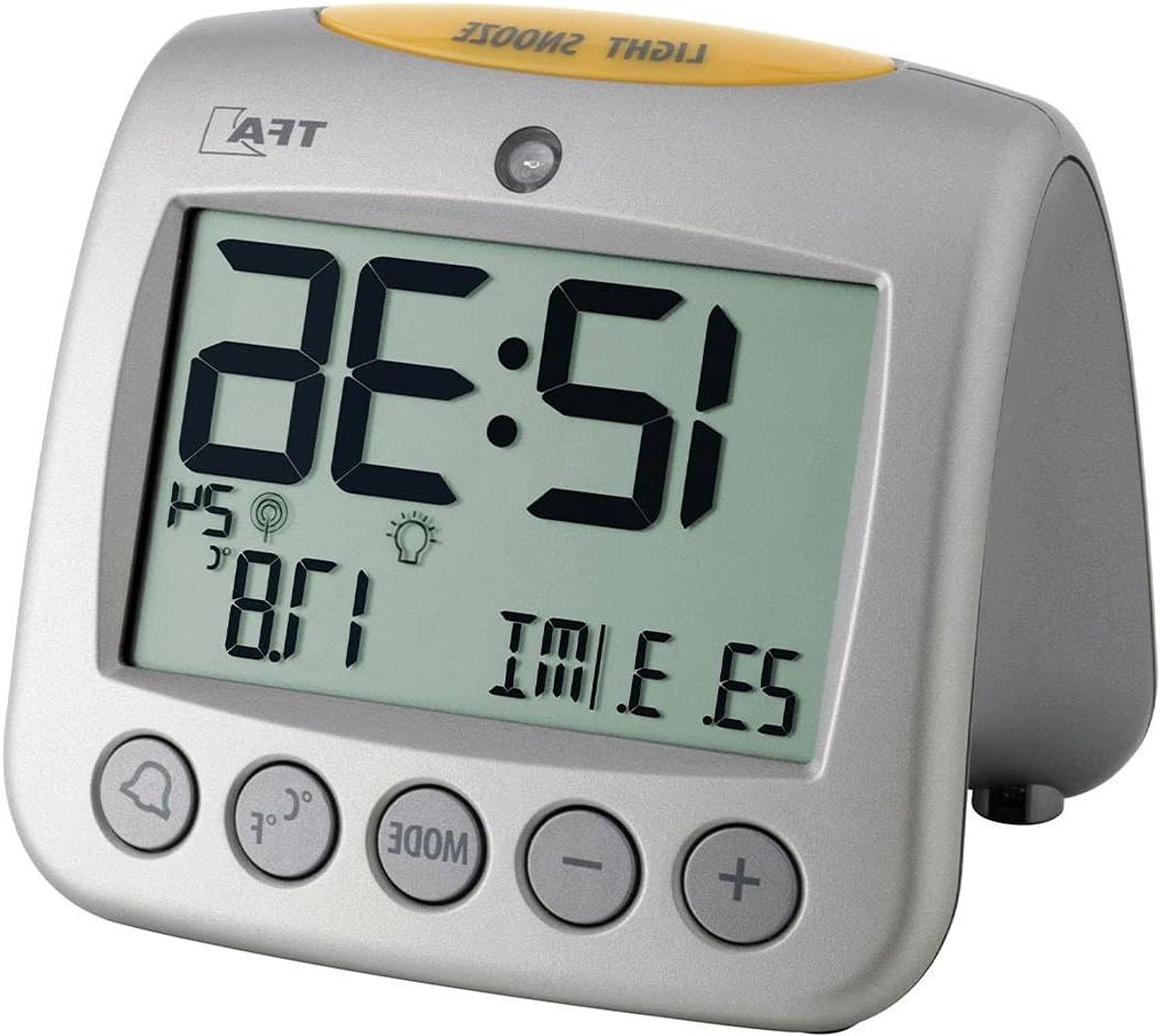 Digitale Wekker - Tijdweergave Klok - Rustig Ontwaken - Automatische Tijdinstelling - 11 cm Hoog - Zilver