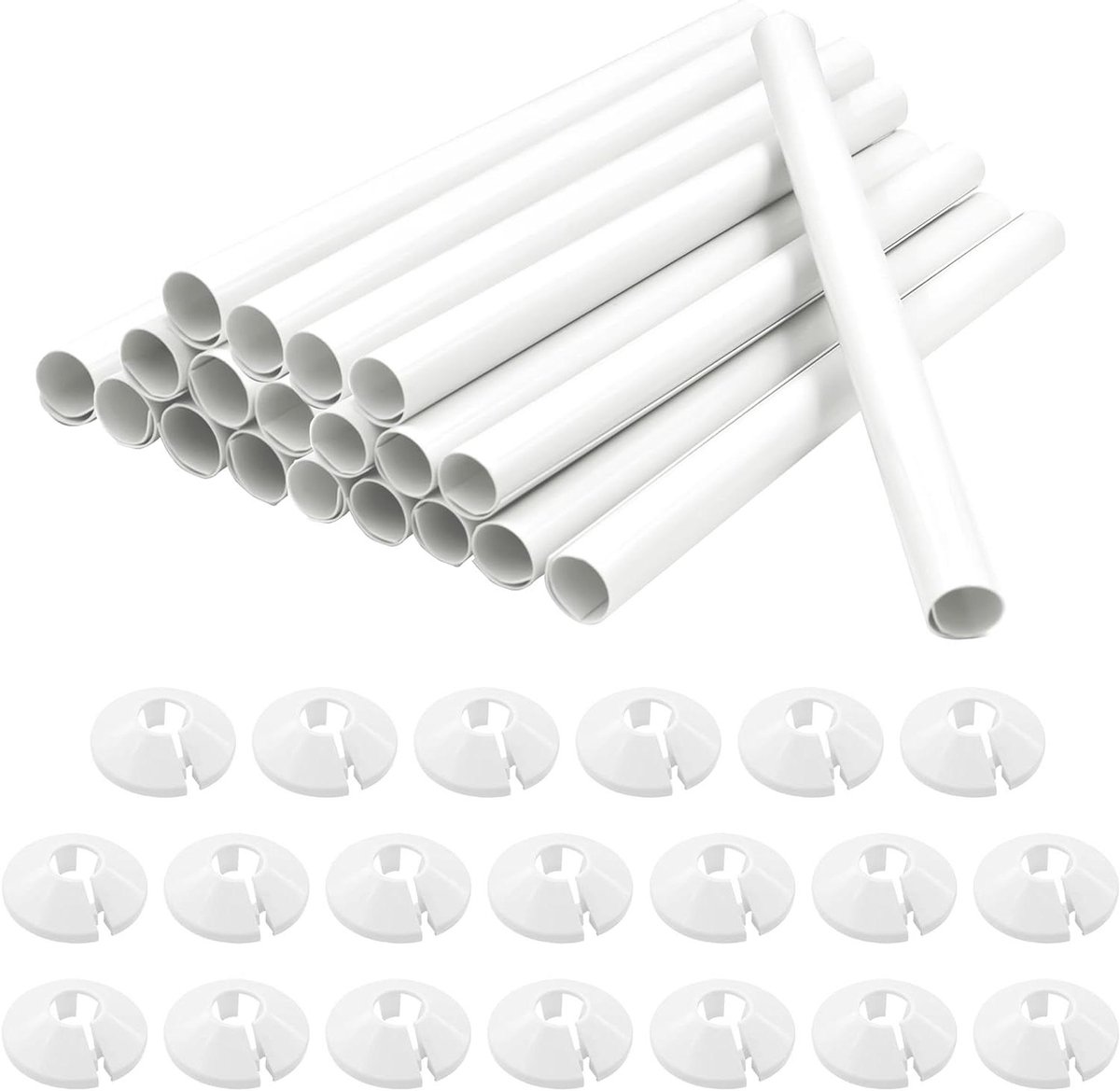 Radiator Pijp Afdekking - Pijp Rozetten - Leidingen Afwerken - Eenvoudig Op Maat - 20 Stuks - Wit