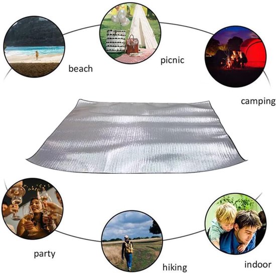 Isolerende Mat - Folie Schuim - Kamperen en Slapen - Dubbelzijdig Waterdicht - 200x200 cm - Zilver — afbeelding 4