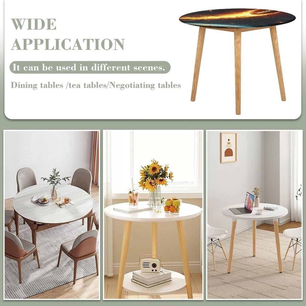 Tafelkleed Rond - Beschermhoes Tafel - Binnen Buiten Gebruik - Elastische Rand - 176 cm - Stijl