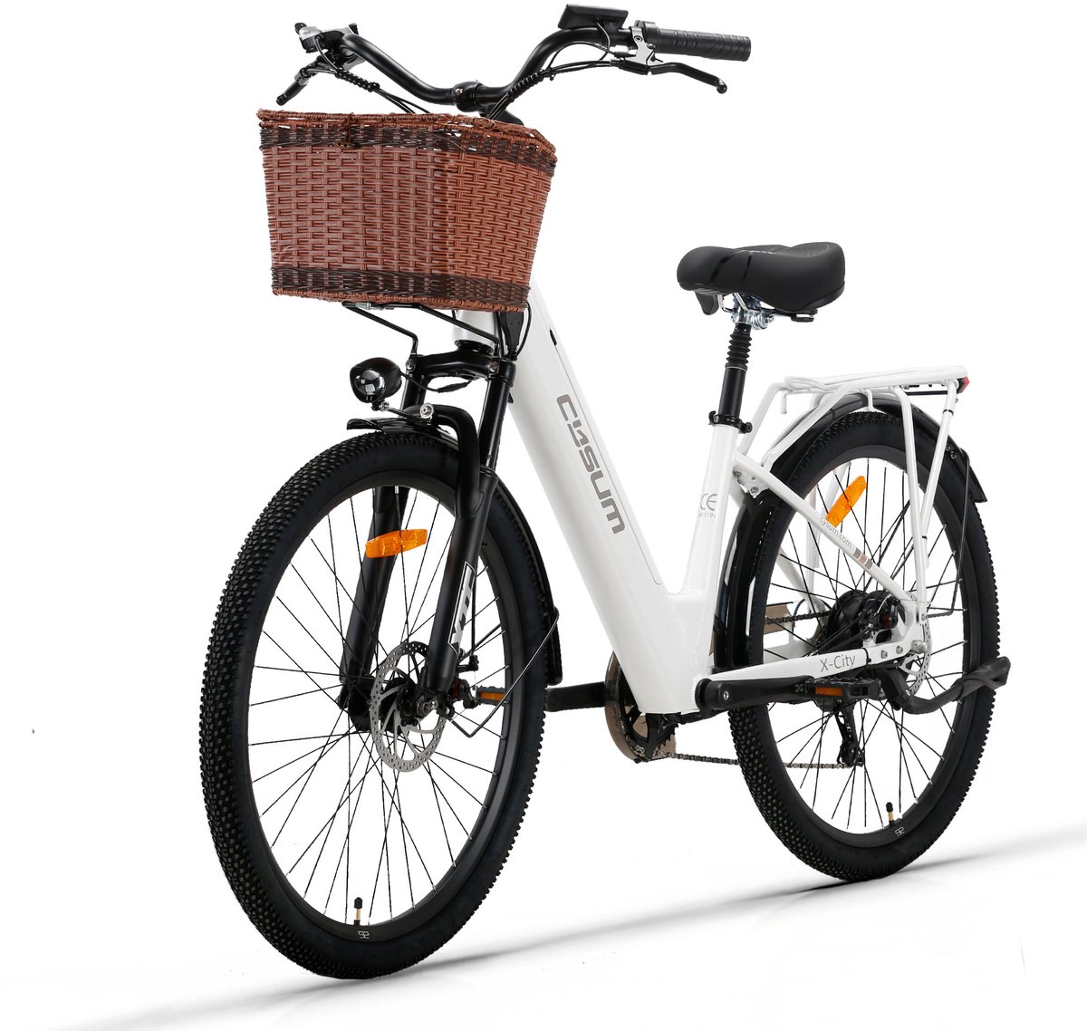 Cysum X-City Elektrische Stadsfiets - 250W Motor - 26*1.95 Inch - 48V10.4Ah Accu - Shimano 7-Snelheden - 60-80KM Bereik - Wit