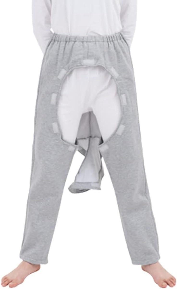 Patiënt Broek - Incontinentiebroek Unisex - Gemakkelijke Verzorging - Dubbele Ritssluiting - Maat M - Grijs