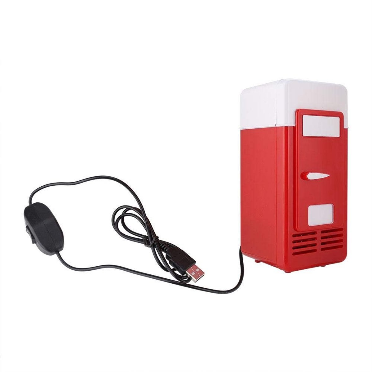 aladdien - Mini Koelkast - USB Fridge - Compact en Draagbaar - Rood - Koeler en Verwarmer - Ideaal voor Thuis en Kantoor - Mini Koelbox