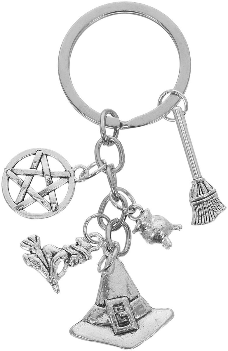 aladdien - Halloween Sleutelhanger - Heksenhoed en Bezem - Perfect voor Sleutels en Tassen - Maat M - Uniek Design - Geschikt voor Alle Seizoenen - ...