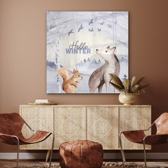 MuchoWow® Peinture sur verre - Animaux - Neige - Hiver - 90x90 cm - Peintures sur verre acrylique - Photo sur Glas