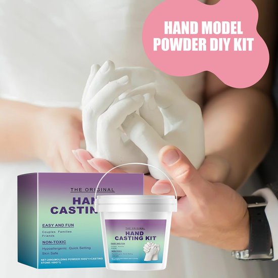 Handgemaakte gietvormset - 3D-modelpoeder voor handafdrukken, DIY-souvenirset - Jubileum- en verlovingscadeau: voor vrouwen, mannen, koppels, echtgenotes, vriendjes, vriendinnen, bruiloften en vrijgezellenfeesten — afbeelding 2