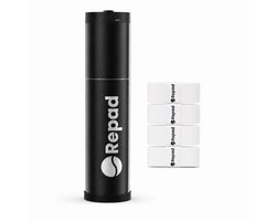 Repad® - Padelballen Drukregelaar - Padel Ball Pressurizer - Tennis Ball Pressurizer - Automatische Pomp - Inclusief 4 overgrips - 20 PSI - USB-C - Metaal - Padelballen - 2026 Model - Zwart
