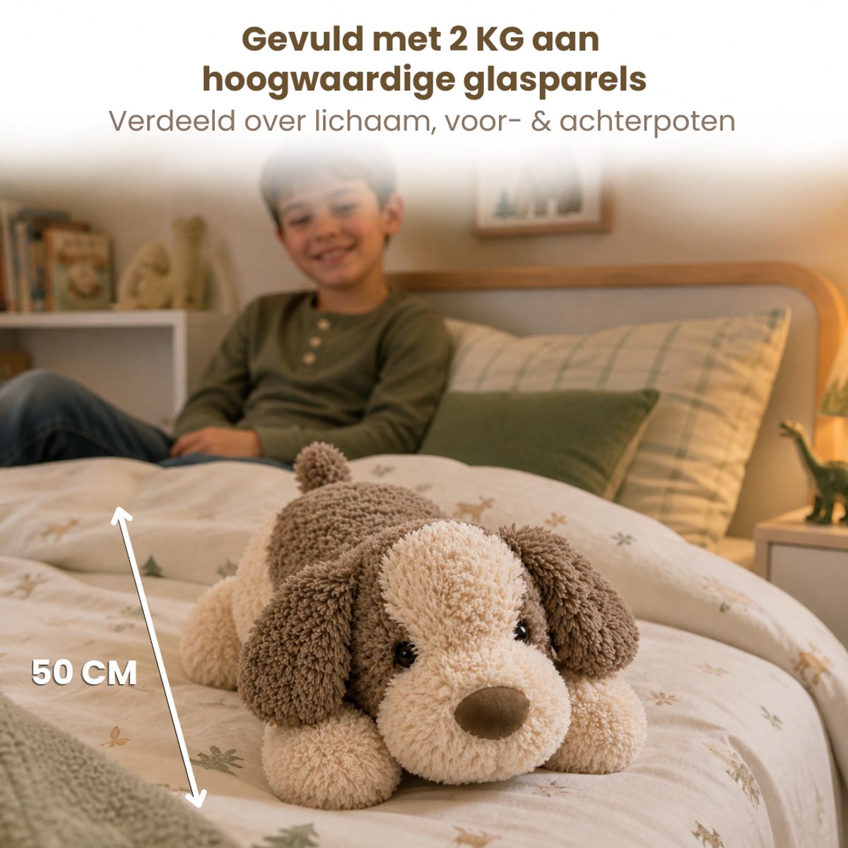 Toob & Friends Verzwaringsknuffel - 50cm - 2kg - Hond - Verzwaarde Knuffel - Weighted Stuffed Animal - Sensorisch Speelgoed — afbeelding 2