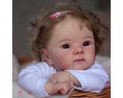 Lonian 18 inch 45 cm herboren babymeisjespop met realistische pop met knuffelig lichaam
