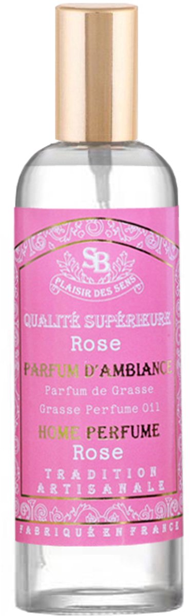 Un été en Provence Natuulijke roomspray rozen 100 ml - gaat super lang mee doorzichtige fles met heel mooie etiket