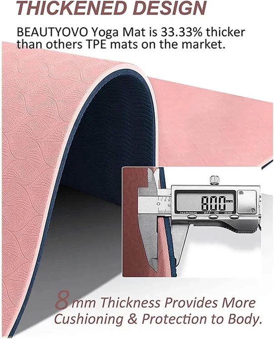 Yogamat - Workout mat - Pilates en yoga - Antislip oppervlak - 72 x 24 inch - Grijs van Yogamat — afbeelding 2