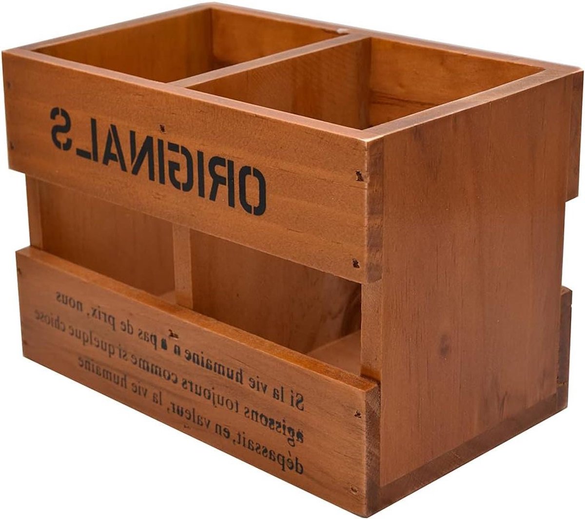 Houten Organizer - Bureau Opberger - Bureau Netjes - Holle Type - 65 x 45 inch - Natuurlijk