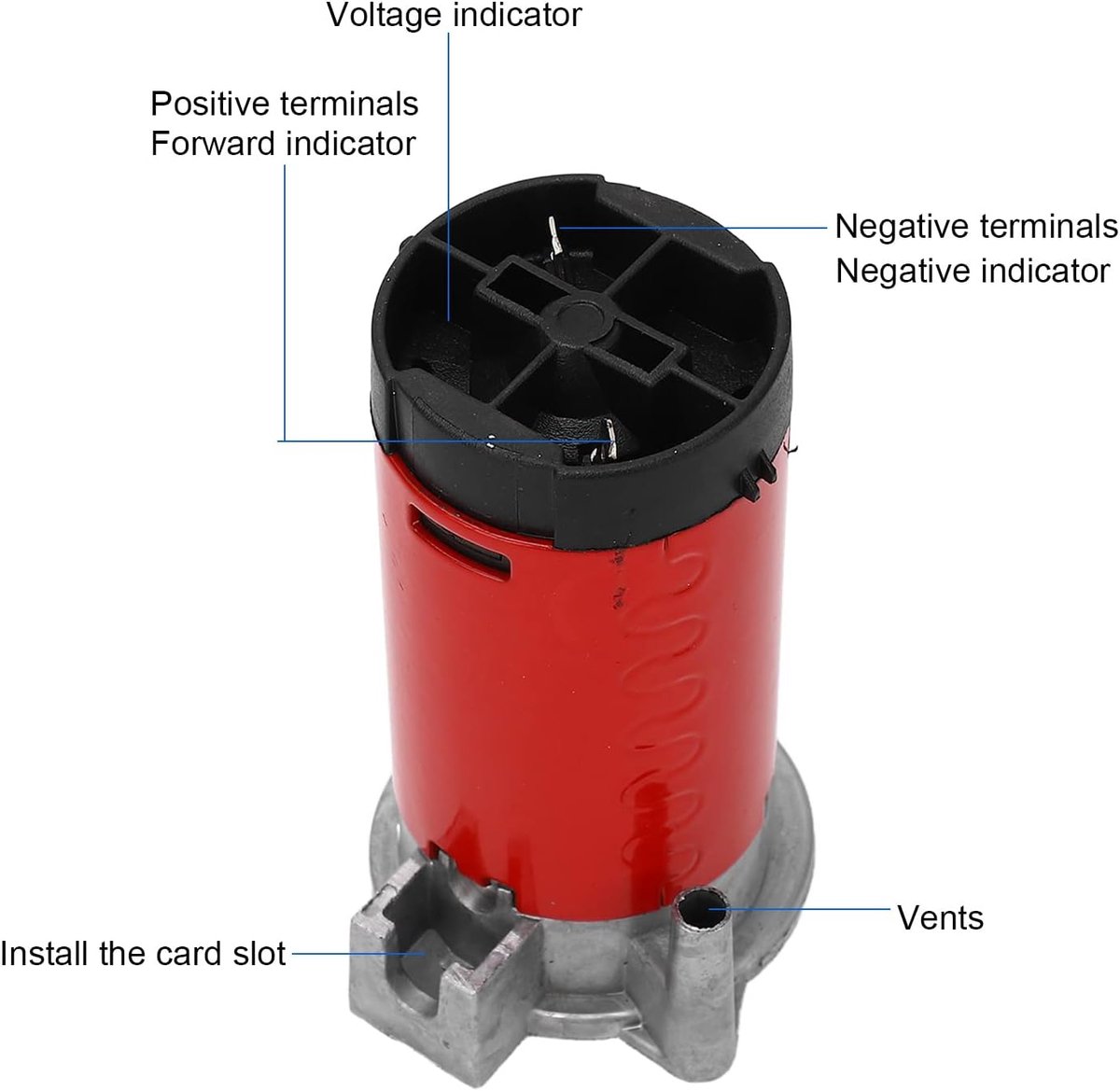 Luchthoorn Compressor - Luchtpomp Motor - Voertuig Geluid - 12V 15A Krachtig - 115 Decibel - Rood thumbnail 6