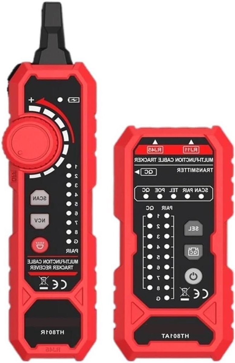 Netwerkkabeltester - Kabel tracer - Netwerk Installatie - PoE Detectie - RJ11 RJ45 - Zwart