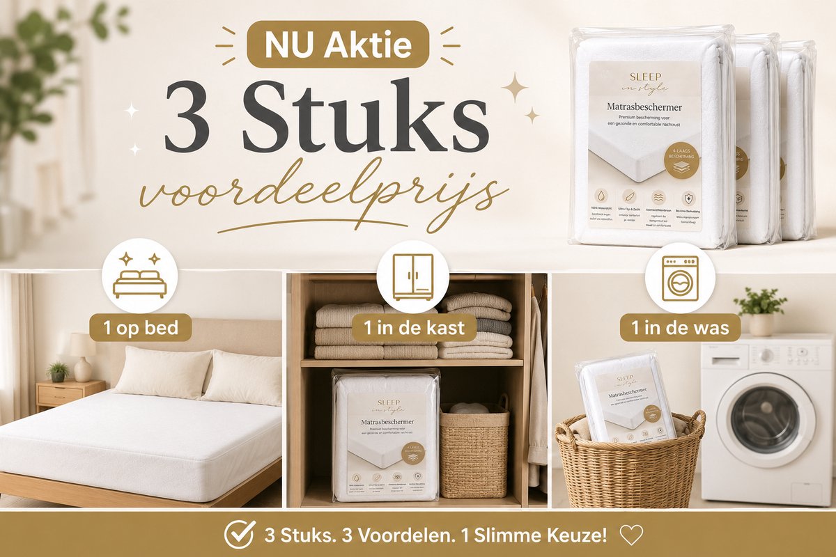 Sleep in Style Matrasbeschermer – Waterdichte Matras Protector – Luxe Molton Hoes – Ademend & Geruisloos – 100% Waterafstotend – Anti Huisstofmijt – Wasbaar