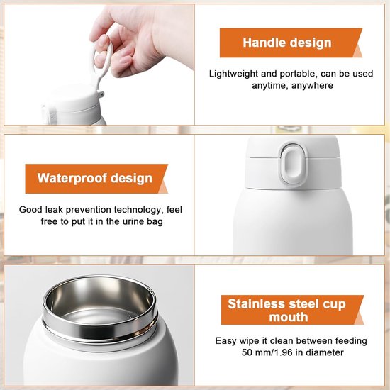 Babyflessenwarmer, draagbare flesverwarmer voor baby's, elektrische melkverwarmer, 500 ml, nauwkeurige temperatuurregeling, 45 °C - 55 °C, BPA-vrij, voor moedermelk en formule, reizen en 's nachts van Merkloos — afbeelding 3