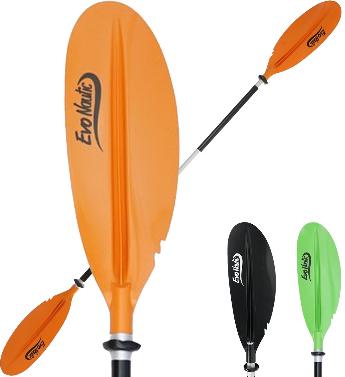 Kajak Peddel Oranje – EvoNautic – Aluminium 2-delig 222 cm – Verstelbaar Roeispaan voor Kano & Kayak