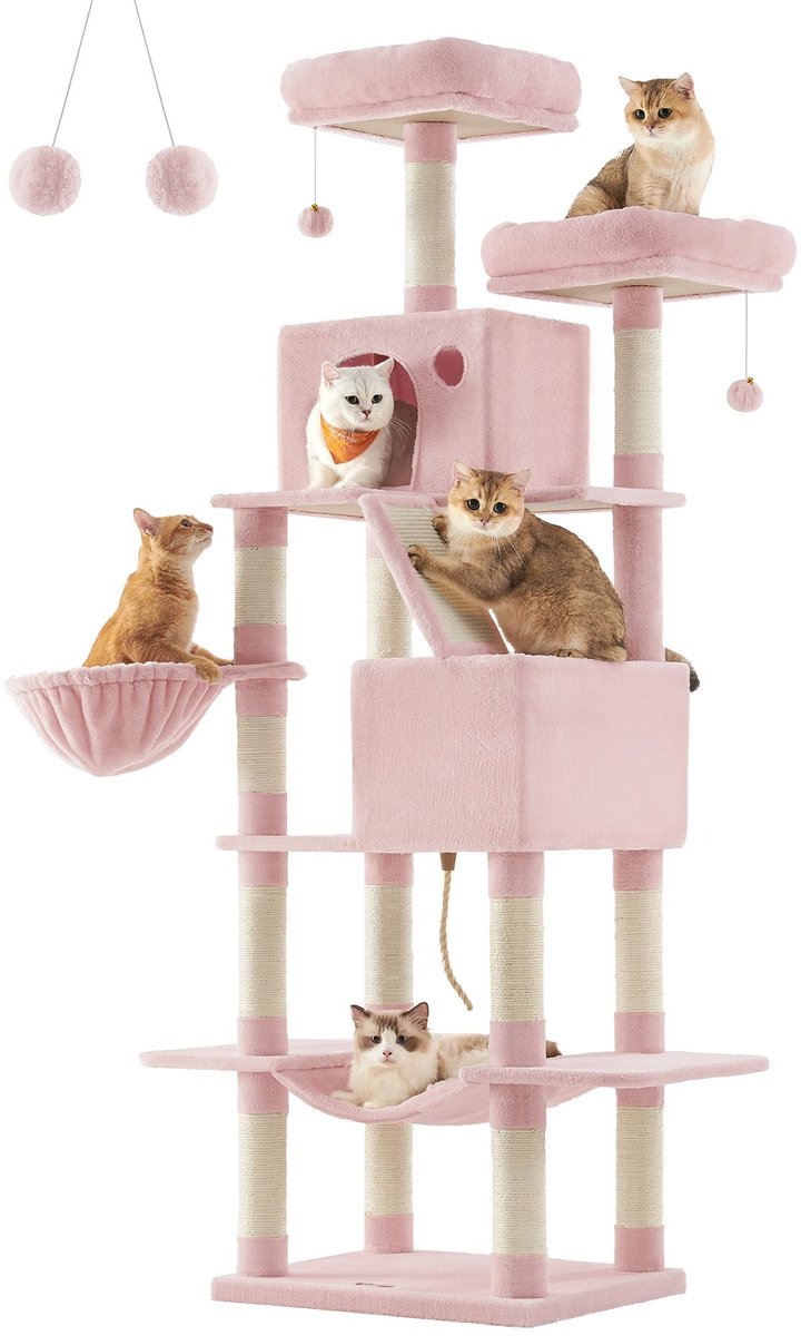 Lilac & Lily Krabpaal - Kattenkrabpaal - Kattenboom - Kattenmand - Grote Katten - Roze - XXL - 206 cm