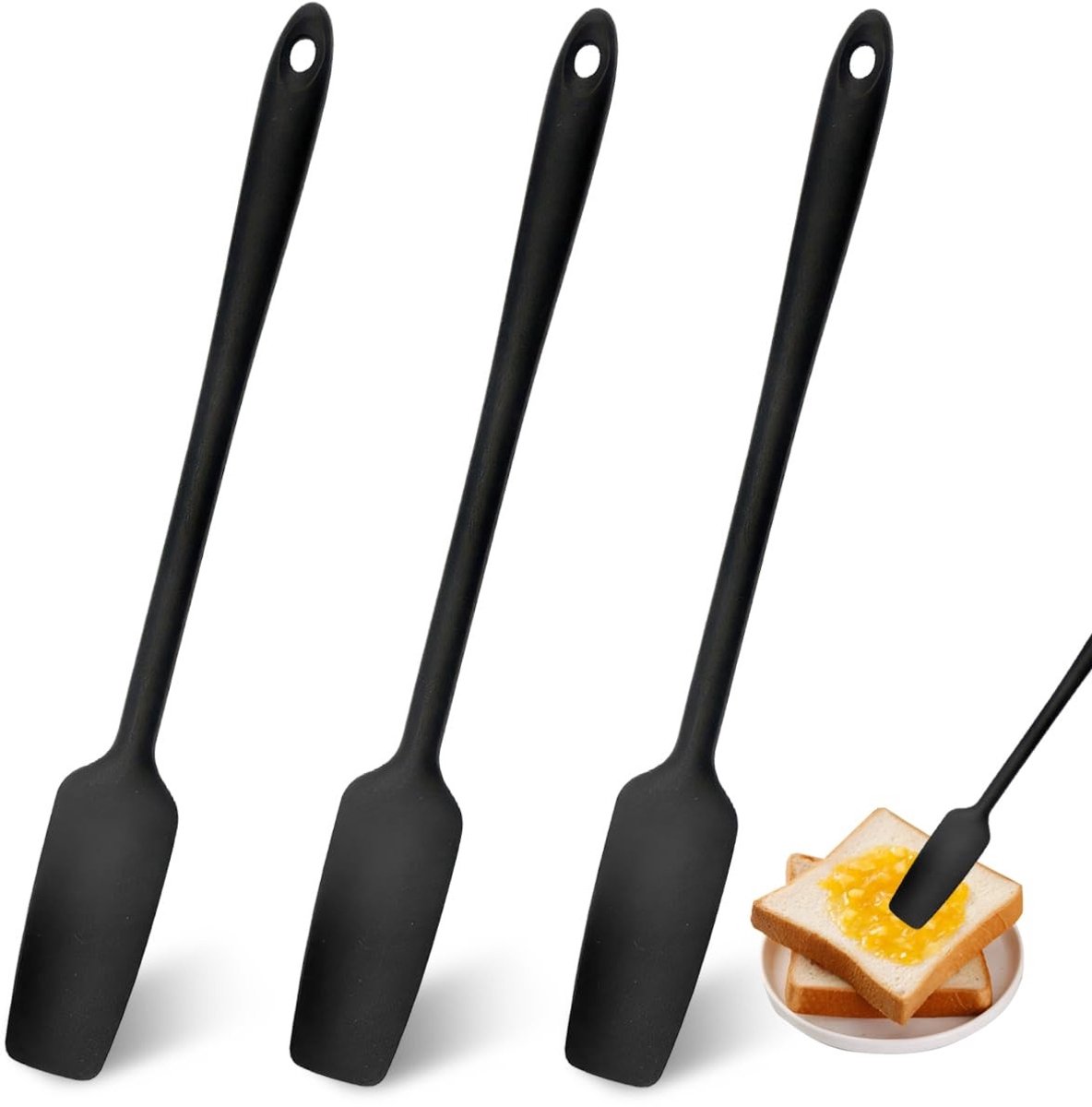 EGoods - 3-delige set hittebestendige siliconen spatels voor koken, bakken en roeren