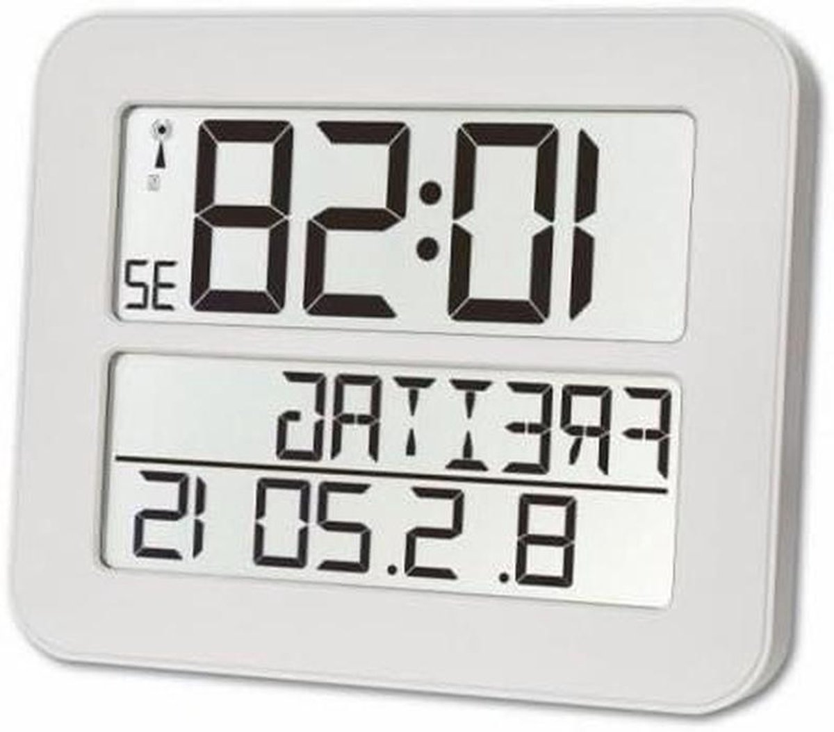 Digitale Klok - Wandklok - Tijdweergave - Radiogestuurd - 258 x 212 mm - Wit