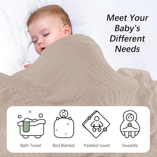 Baby Badjas - Hydrofiele Doeken - Baby Verzorgen - Capless Design - 100x100 cm - Bruin — afbeelding 2