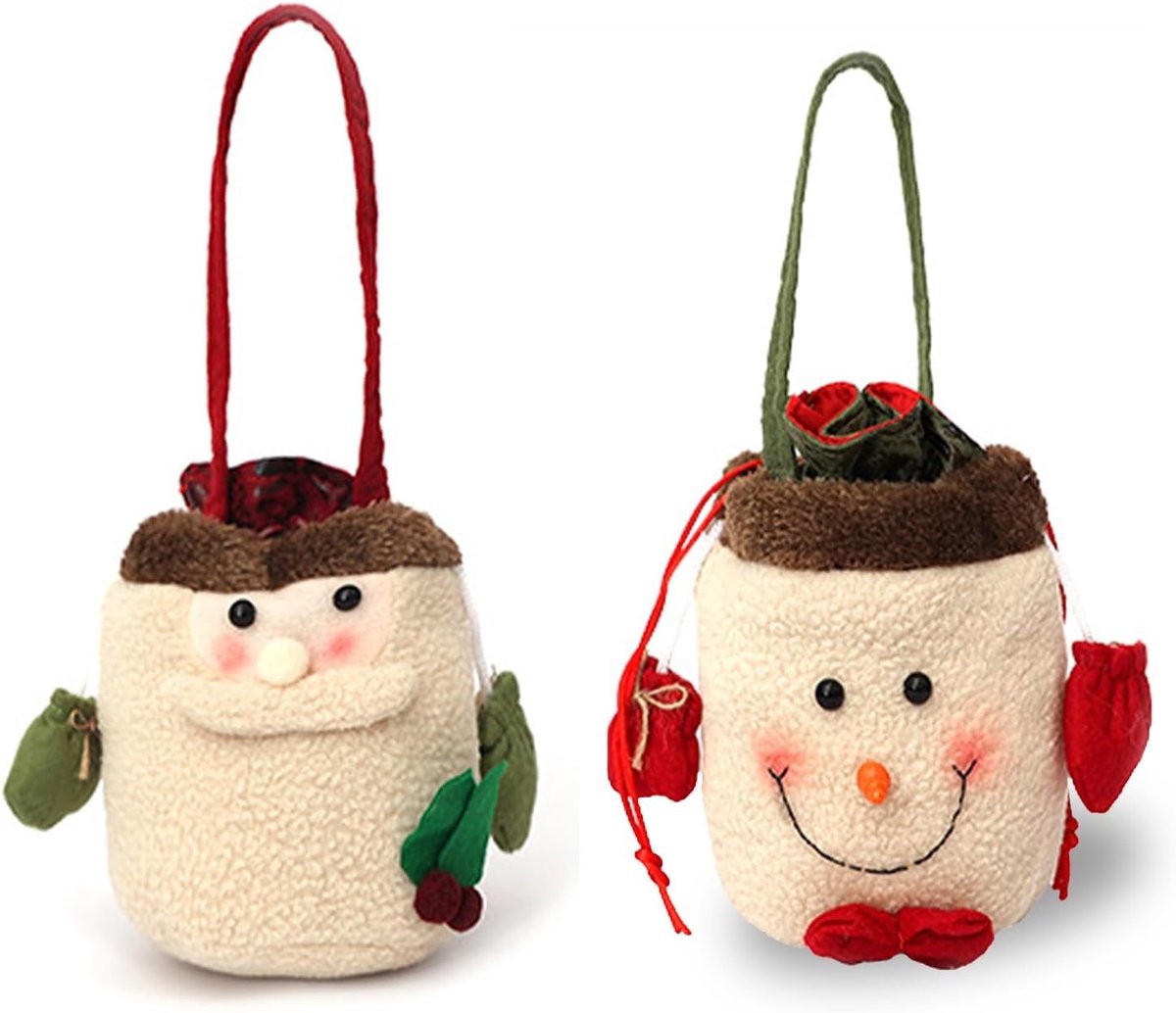 ONF3 - Kerstavond - Snoepzak - Trekkoord - Fleece - Verpakken - Kerstcadeau - Appels - Snacks - Rood