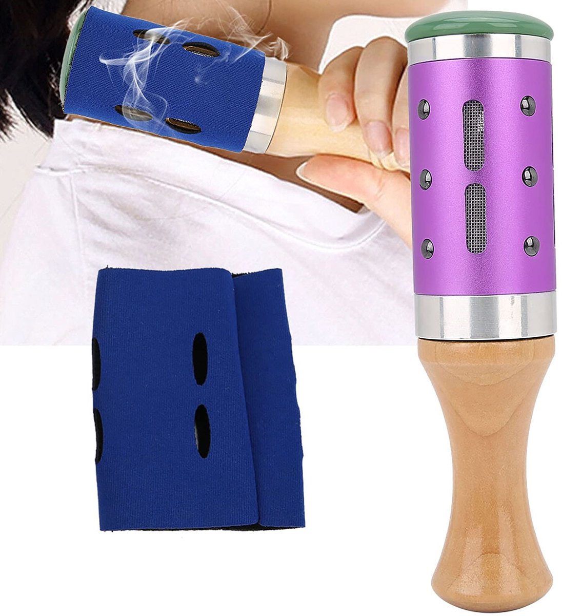 aladdien - Moxibustion Massage Roller - Draagbare Genezing Box - Voor Acupunctuur en Ontspanning - Effectieve Behandeling - Kruidige Moxa Sticks - V...