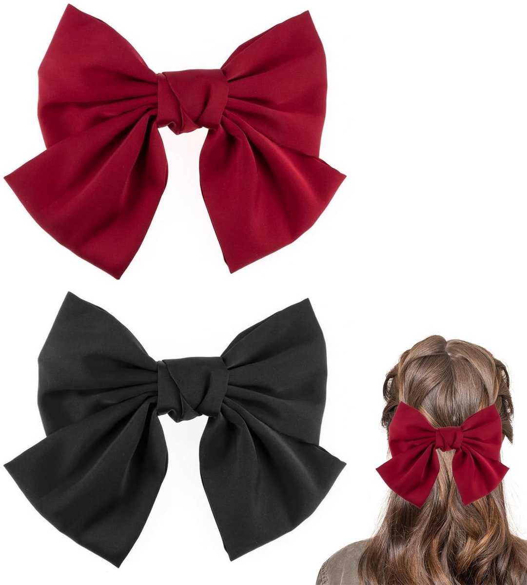aladdien - Haarstrik - Elegante haaraccessoire - Grote haarspeld - Zwart met rood - Vrouwen en meisjes - Mode - Haarmode