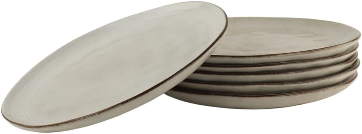 Dinerborden Set - Borden voor 6 - Eten Serveren - Handgemaakt Uniek Design - 265 cm - Beige