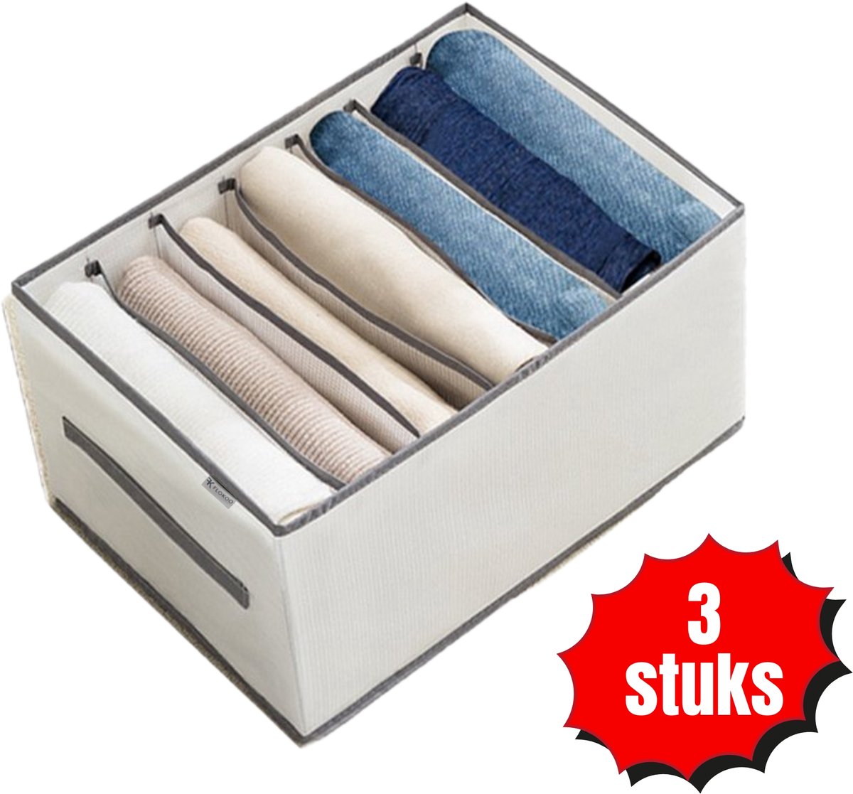 Kleding organizer - 3 stuks - Wit/Wit - Opberger voor Broeken T-shirts Overhemden en Topjes