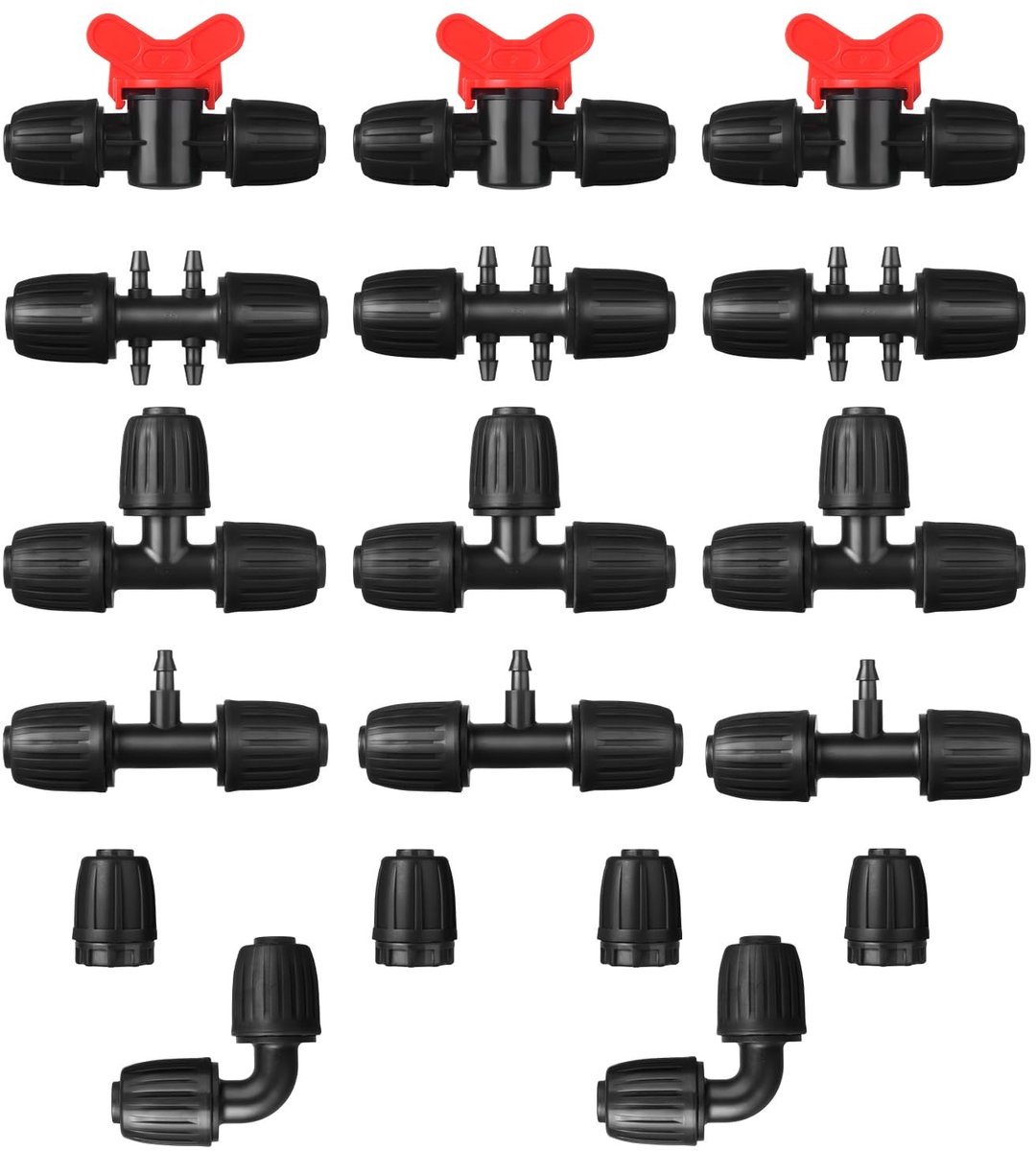 aladdien - Drip Irrigation Parts - Tuinirrigatie - Lekvrije verbindingen - 18-delige set - Multifunctionele accessoires - Geschikt voor 1/2 inch buizen