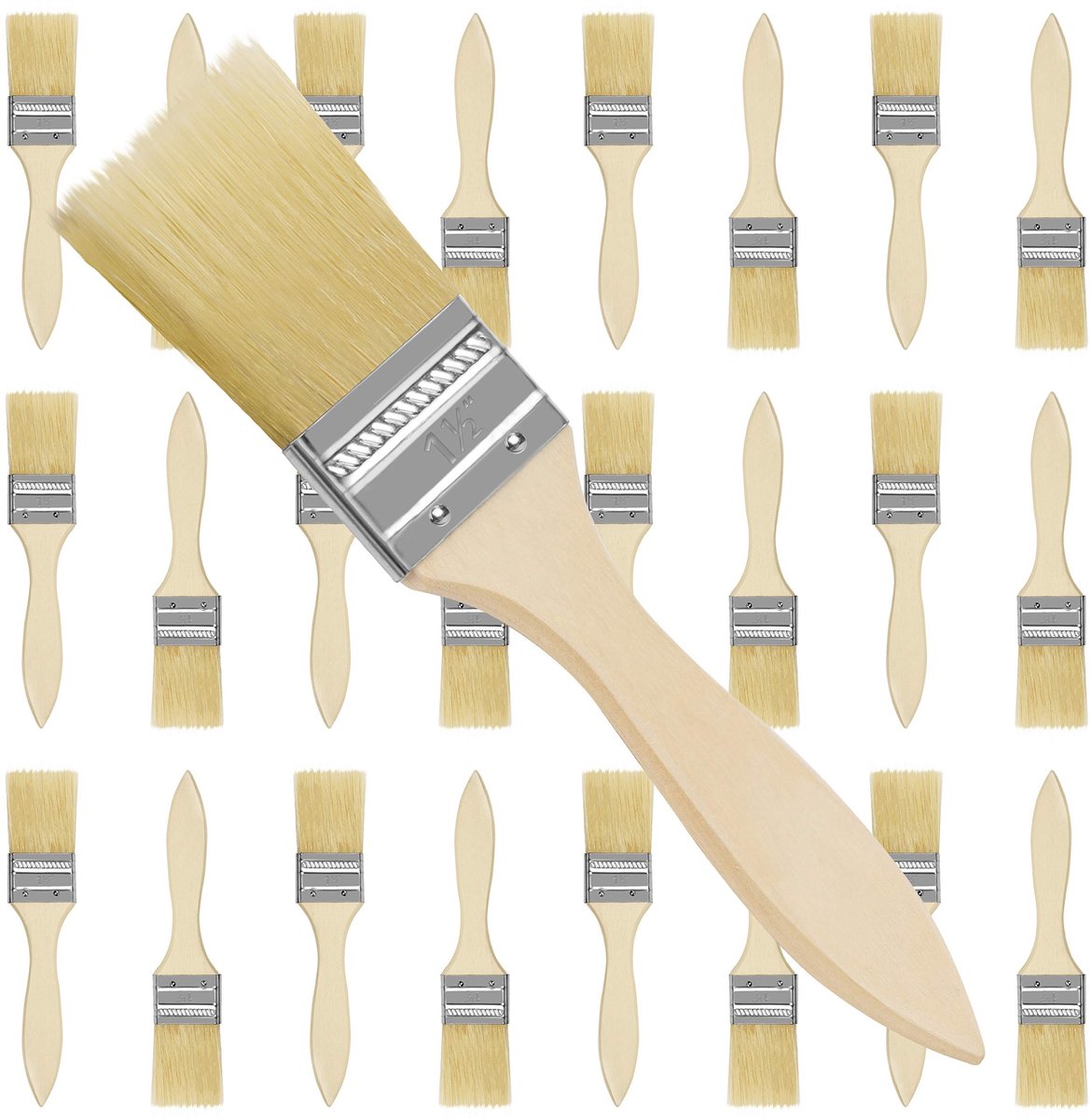ONF3 - Verfkwasten - Professionele Houten Handvatten - Bruin - Perfect voor Verf- en Lijmprojecten - 25 Stuks - Geschikt voor DIY Klussen