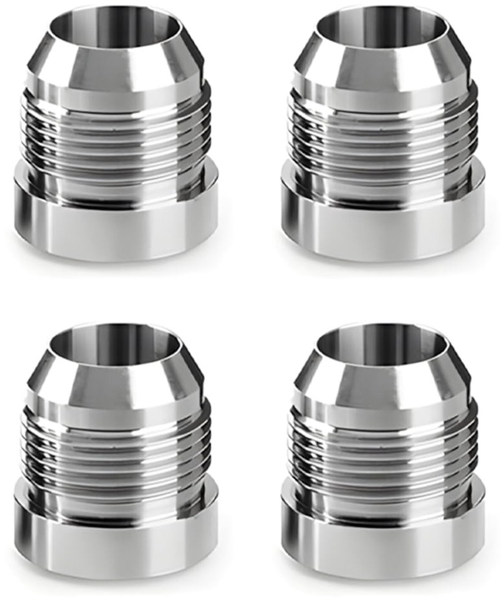 aladdien - Adapter Mannelijke Brandstof Koppeling - Koeler Slang Adapter - Universeel - Aluminium - 4 Stuks - Geschikt voor Auto - Zilver
