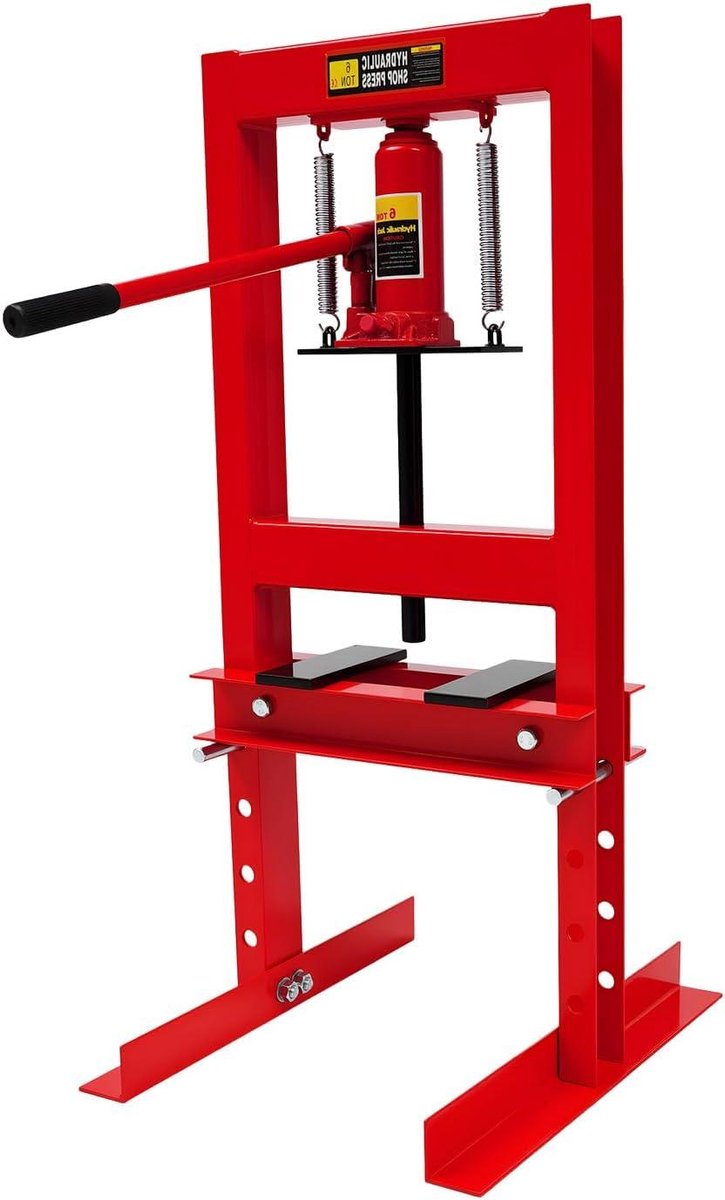 Hydraulische Werkplaatspers - 6T Pers - Metaal Bewerken - Veiligheidsventiel - 50x40x90cm - Rood