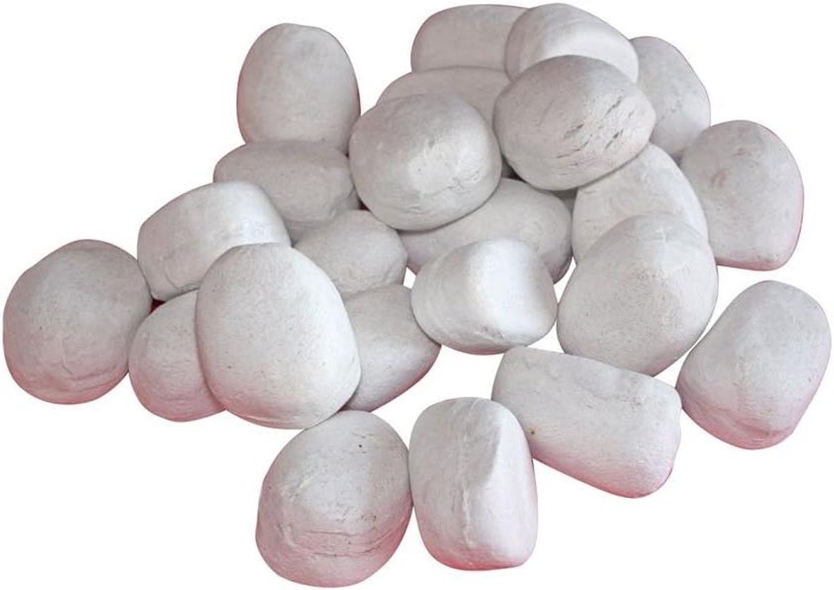 Decoratieve stenen - Sierstenen set - Haard decoreren - Hittebestendig keramiek - 24 stuks - Wit