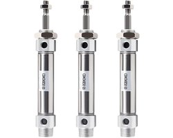 Dubbelwerkende Cilinder - Luchtcilinder Pneumatiek - Industriële Automatisering - Roestvrij Staal - 25mm Boring - Zilver