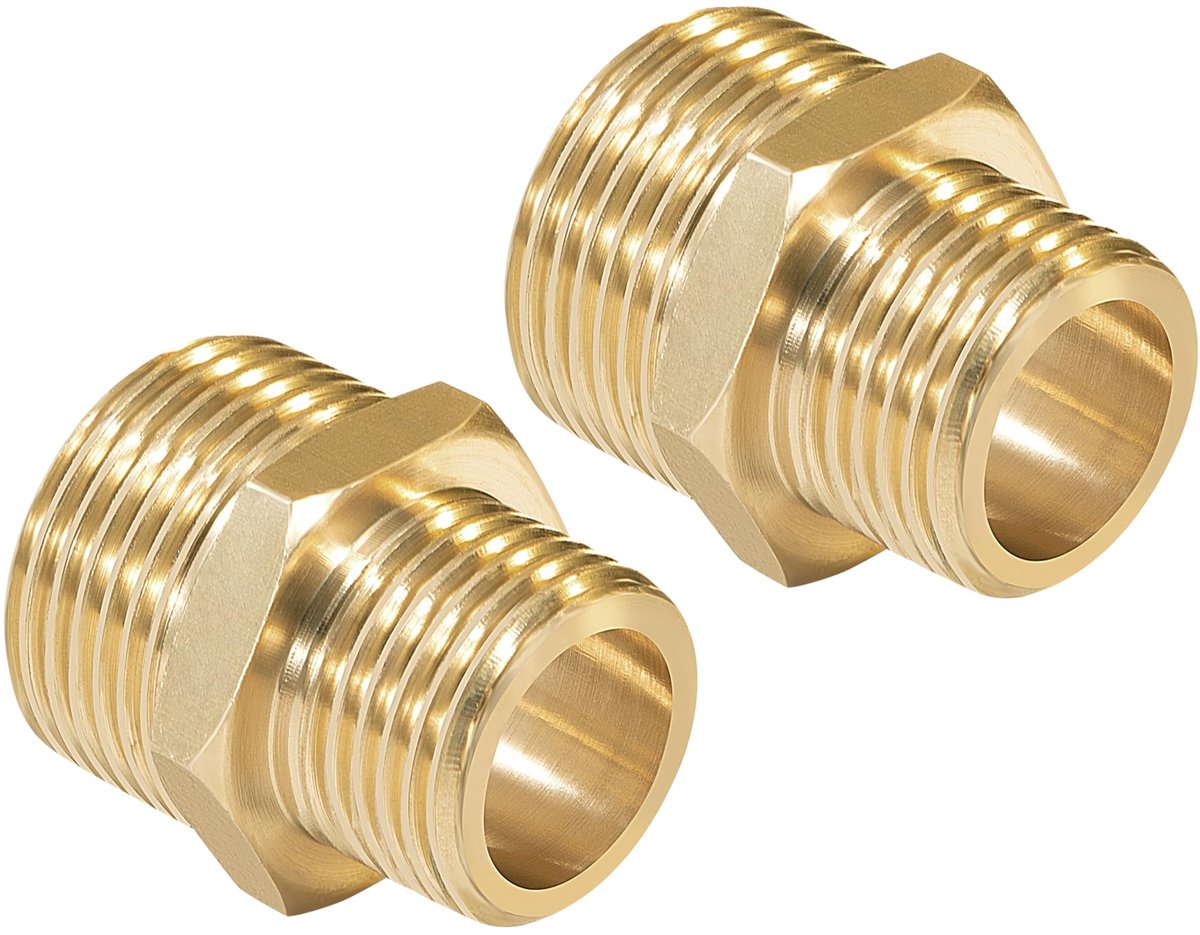 aladdien - Messing pijpfitting - Reducerende zeskant nippel - Duurzaam en corrosiebestendig - Messing - Adapter voor pijpverbinding - 2 stuks - Gesc...