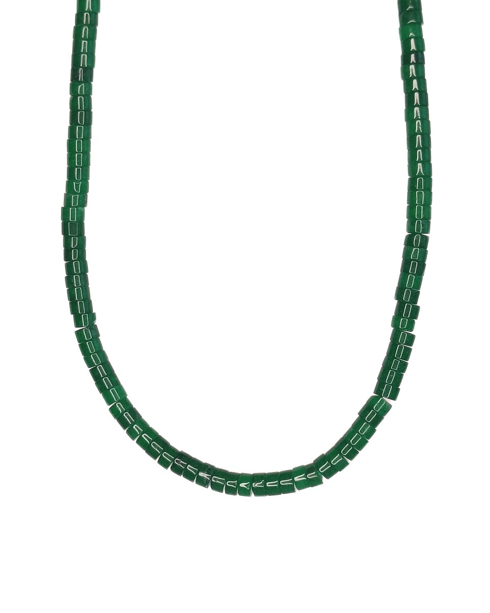 Ava&Imber Tenue Groene Jade Ketting | Donkergroene Edelsteen Ketting voor Vrouwen, Gemaakt met Gouden Stainless Steel (RVS) in Cadeauverpakking