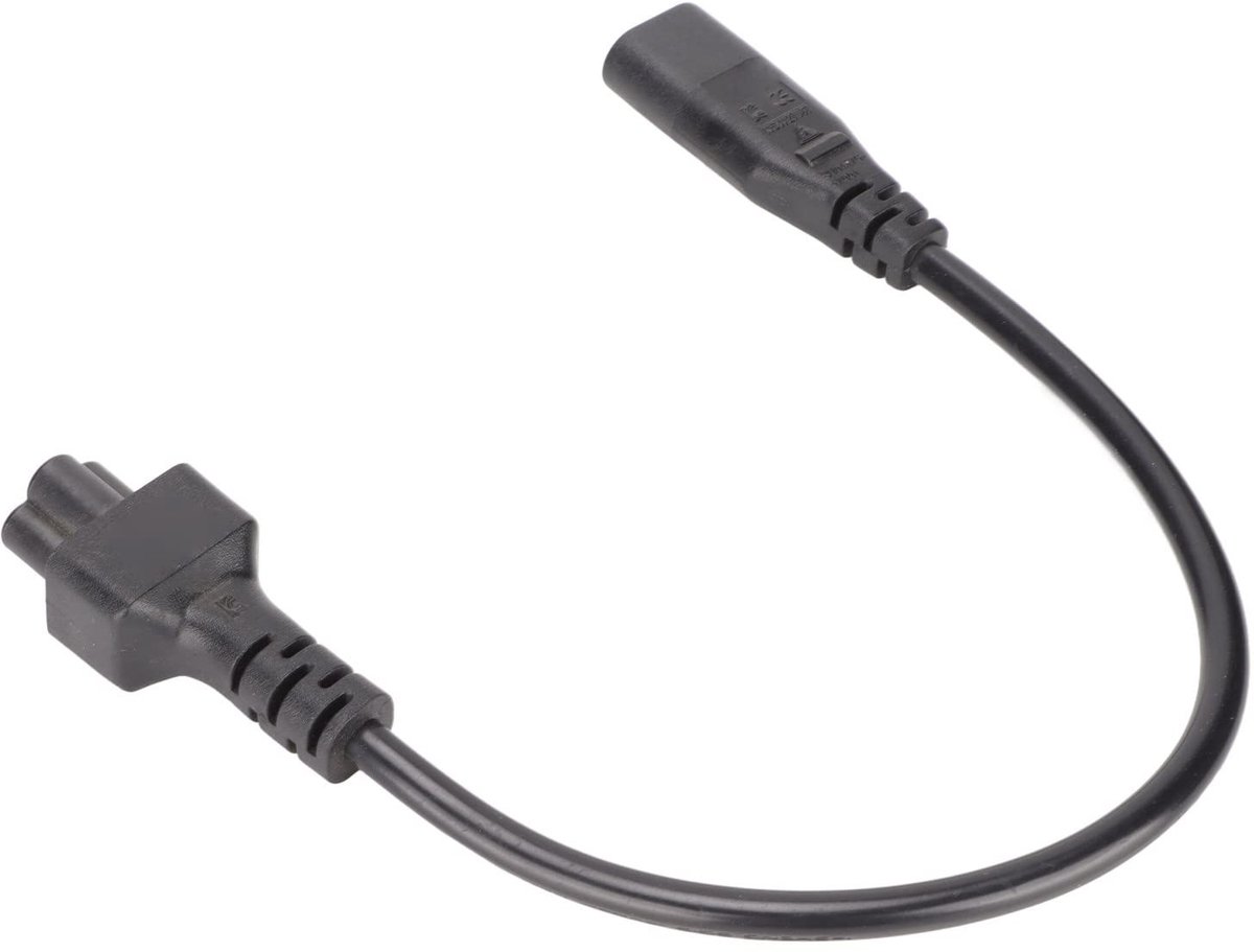 ONF3 - IEC320 C8 Naar C5 Netsnoer - 30cm Adapter - Mannelijke Naar Vrouwelijke Stekker - 2,5A 250V - Geschikt voor Werkstation - Thuisgebruik