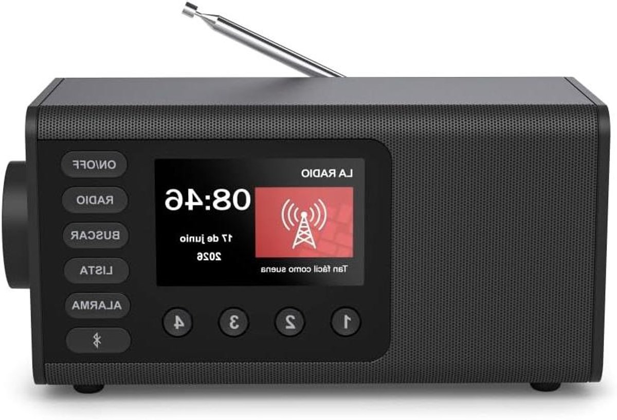 Digitale Radio - Tafelradio Bluetooth - Muziek Luisteren - Kleurendisplay - 30 Zendergeheugen - Zwart