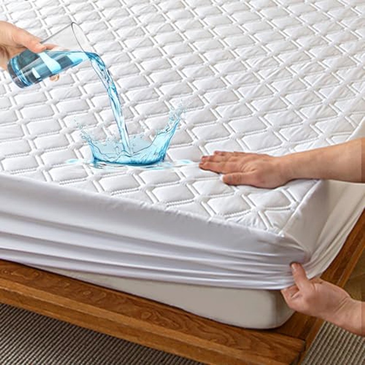 Matrasbeschermer 160 x 200 cm - Gewatteerd, Waterdicht en Ademend - Perfecte Bescherming v