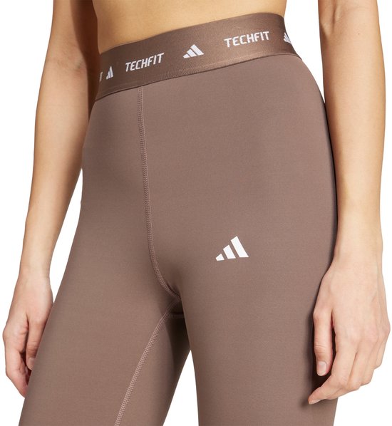 adidas Legging Dames Techfit 7/8 Bruin - Maat XS van Adidas — afbeelding 2