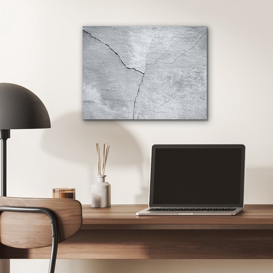 Aluminium schilderij 40x30 cm - Wanddecoratie metaal - Beton - Scheur - Grijs - Metalen muurdecoratie woonkamer - Decoratie industrieel - Foto op dibond - Industriële accessoires slaapkamer