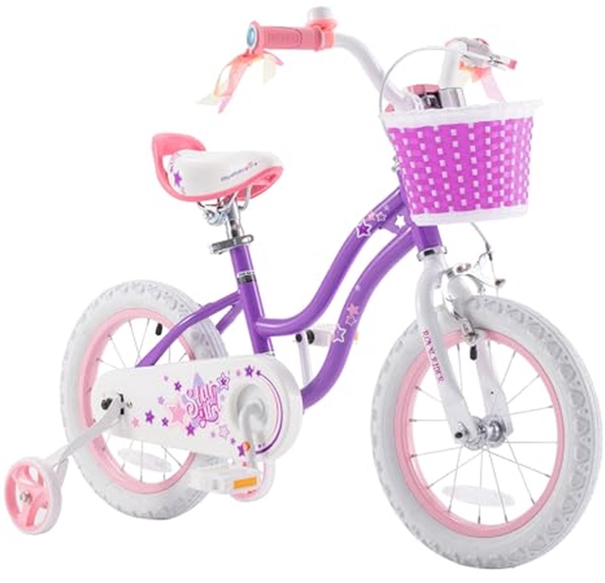 12 Inch Kinderfiets voor Meisjes met Mand Bel en Trainingswielen Paars